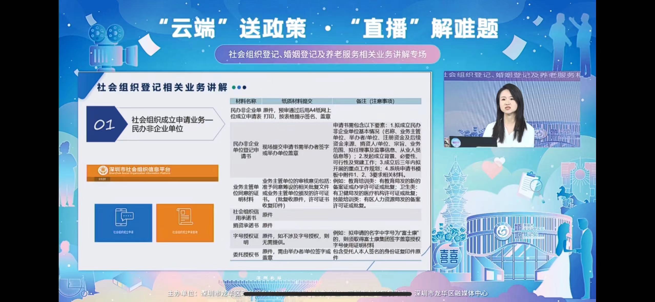 社會組織登記、婚姻登記及養老服務相關業務講解專場