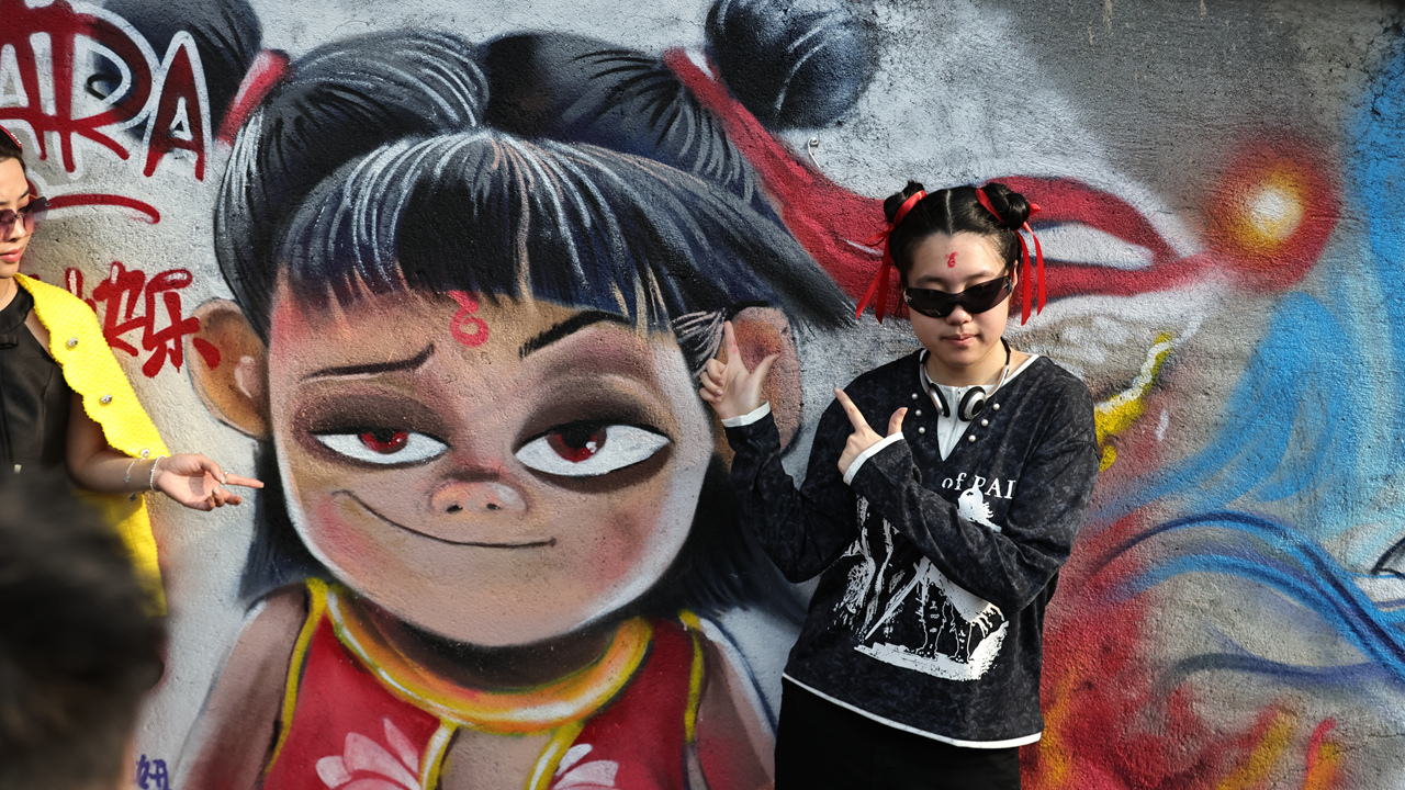 ‘Ne Zha’-themed graffiti in longhua goes viral,longhua,longhua district,Longhua Government Online
